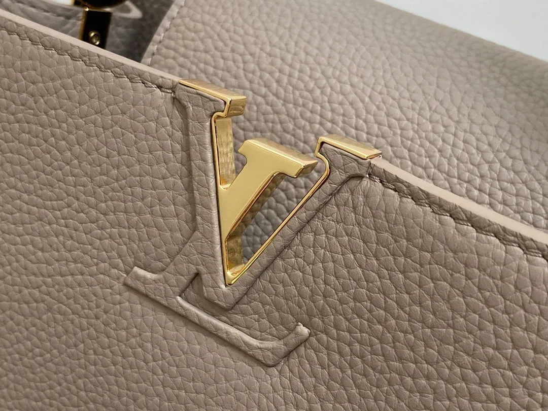 Louis Vuitton CAPUCINES MM 31 IN KHAKI BROWN TAURILLON