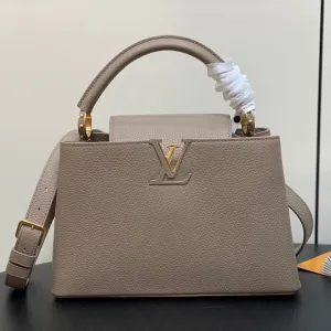Louis Vuitton CAPUCINES MM 31 IN KHAKI BROWN TAURILLON