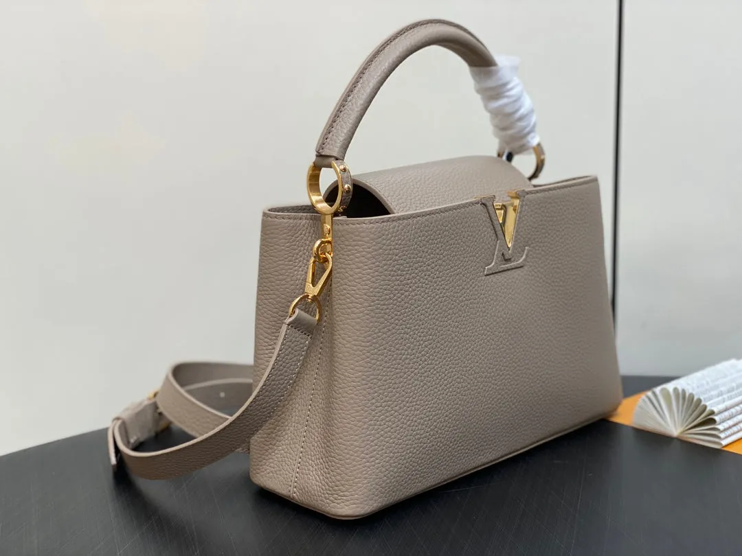 Louis Vuitton CAPUCINES MM 31 IN KHAKI BROWN TAURILLON