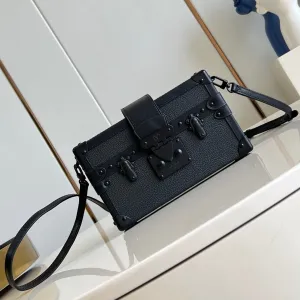 Louis Vuitton PETITE MALLE 20 BLACK CALFSKIN